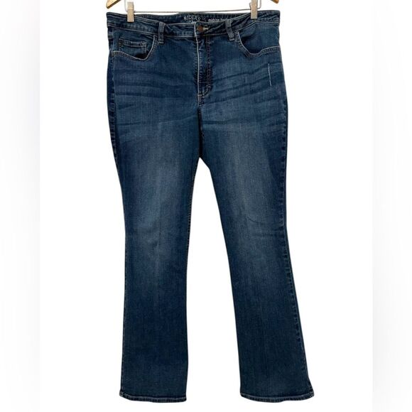 Riders By Lee MidRise Bootcut Denim Blue Jeans Distressed Size 16 - Picture 1 of 10